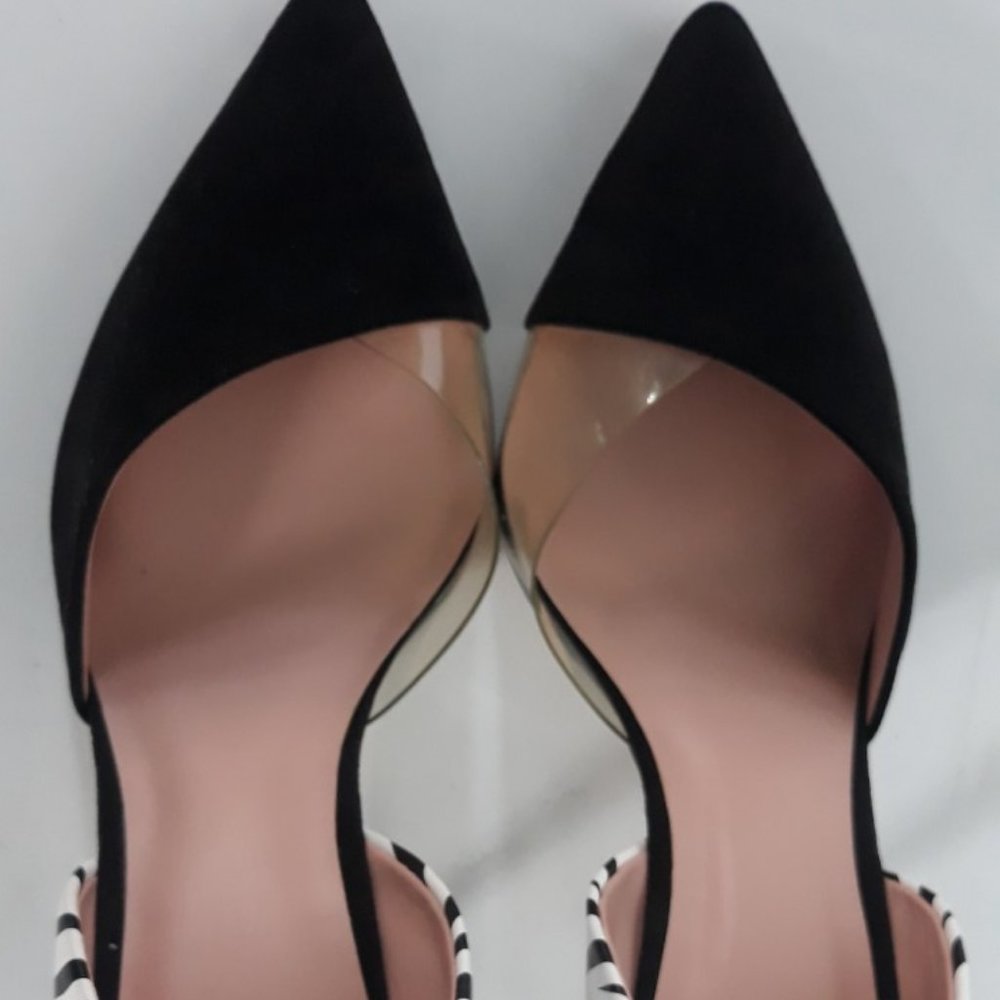 Mix No. 6 Black Pointed Toe Pumps with Zebra Print Heel size 10 - Picture 10 of 13